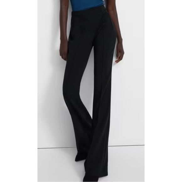 Theory Pants - Theory Demitria Admiral Crepe Trousers - Black Pull On Mid Rise Pants sz 12